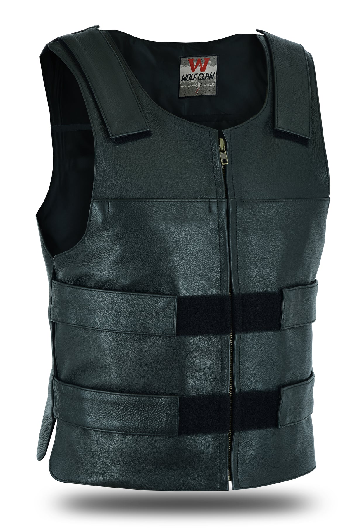 BLACK Men Bullet Proof style Leather Motorcycle Vest for bikers Club Tactical Vest