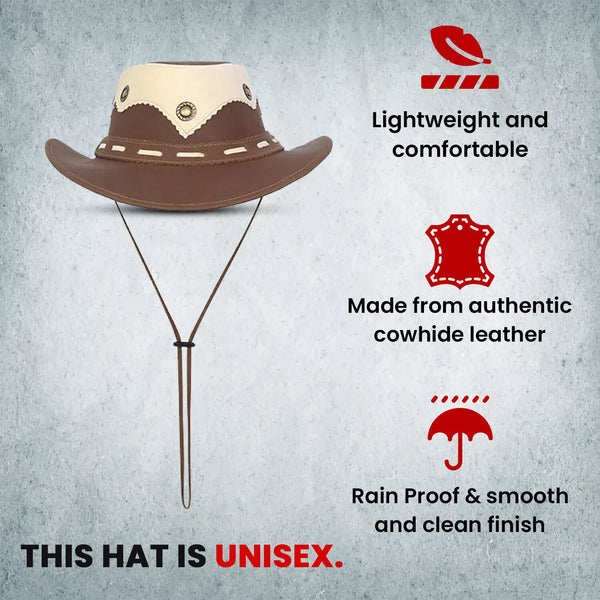 Real Oily Leather Outback Bush Hat Western Aussie Style Hat