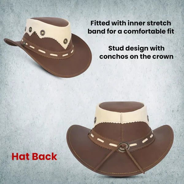 Real Oily Leather Outback Bush Hat Western Aussie Style Hat