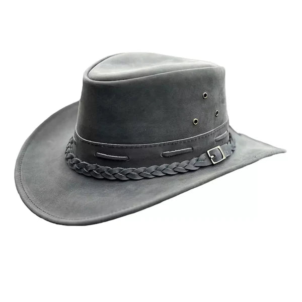 Australian Western Distressed Brown Leather Outback Bush Hat