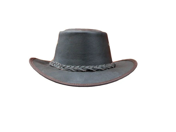 Australian Western Distressed Brown Leather Cowboy Bush Hat