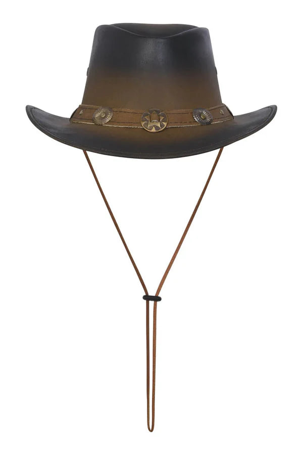 Leather Cowboy Western Hat Aussie Style with Conchos