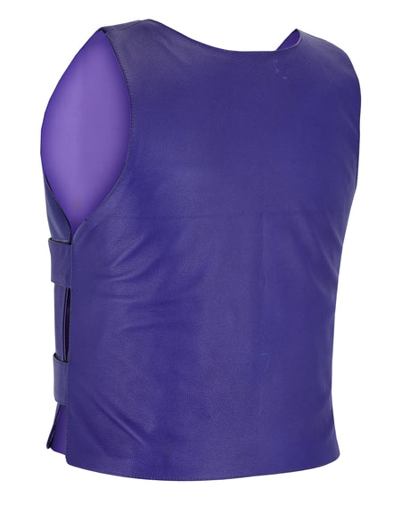 Passionate Purple Women Bullet Proof style Leather Motorcycle Vest-bikers Club