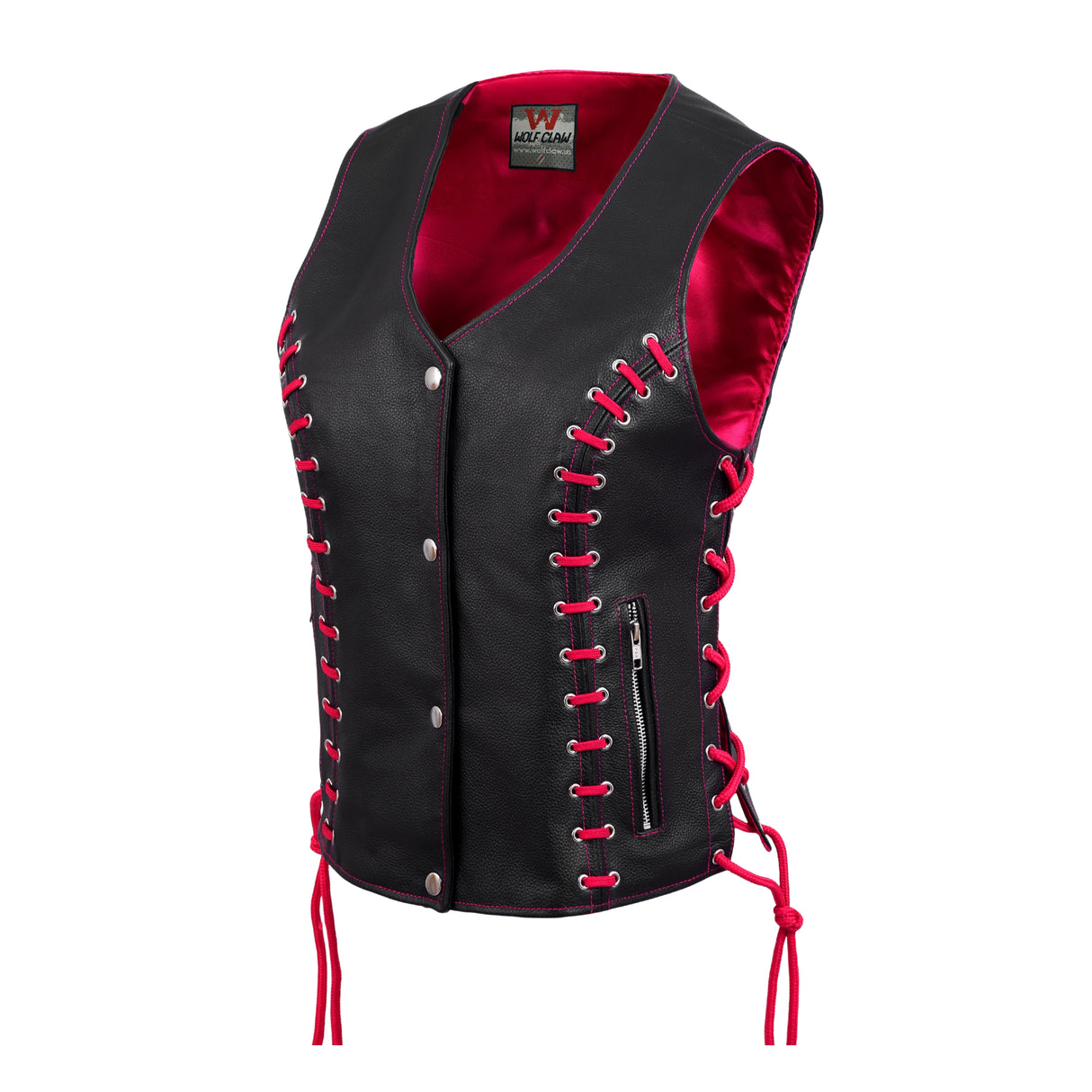 WCWV95841TPINKEYELET WOMEN SIDE LACE VEST M/O BUFFALO LEATHER PINK/BLK