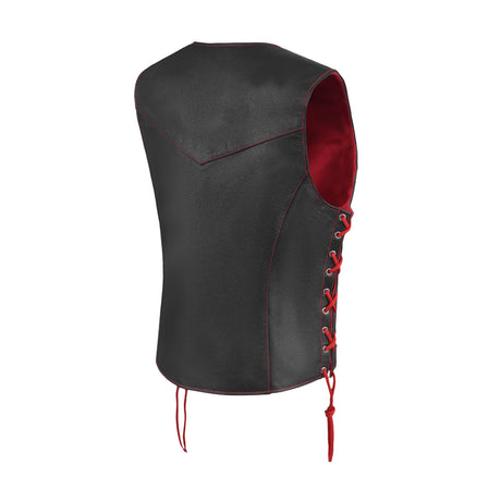 WCWV95841REDEYELET WOMEN SIDE LACE VEST M/O BUFFALO LEATHER Red/BLK