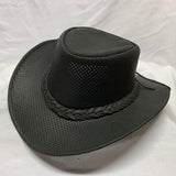 Crushable Black Perforated Leather Cowboy Hat – Breathable Western Style