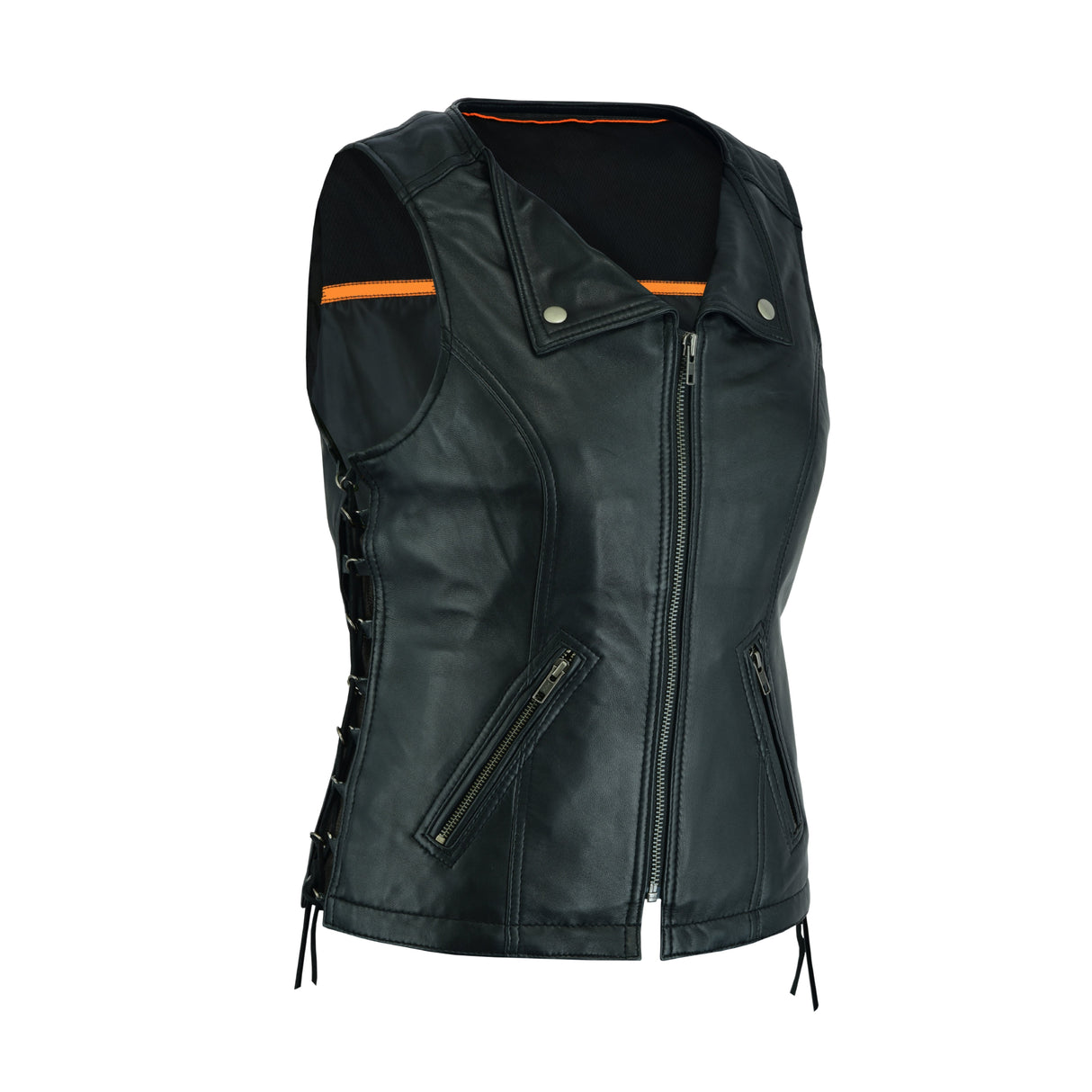 The REB-VIX Ladies Revealing Side Laces Leather Vest