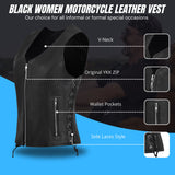 WCWV55841SPT Black Women's Side Lace Front Zipper leather motorcycle Vest