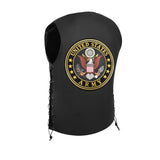 Army Black Men's Genuine 7 Pocket Motorcycle Biker Leather Vest