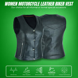 Women's Motorcycle Ladies Basic Gun Pocket Leather Vest