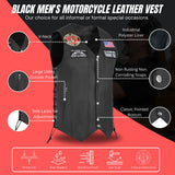 Marine Black Men's Genuine 7 Pocket Motorcycle Biker Leather Vest
