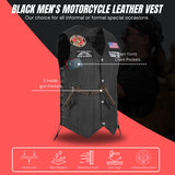 Marine Black Men's Genuine 7 Pocket Motorcycle Biker Leather Vest