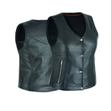 Women's Motorcycle Ladies Basic Gun Pocket Leather Vest