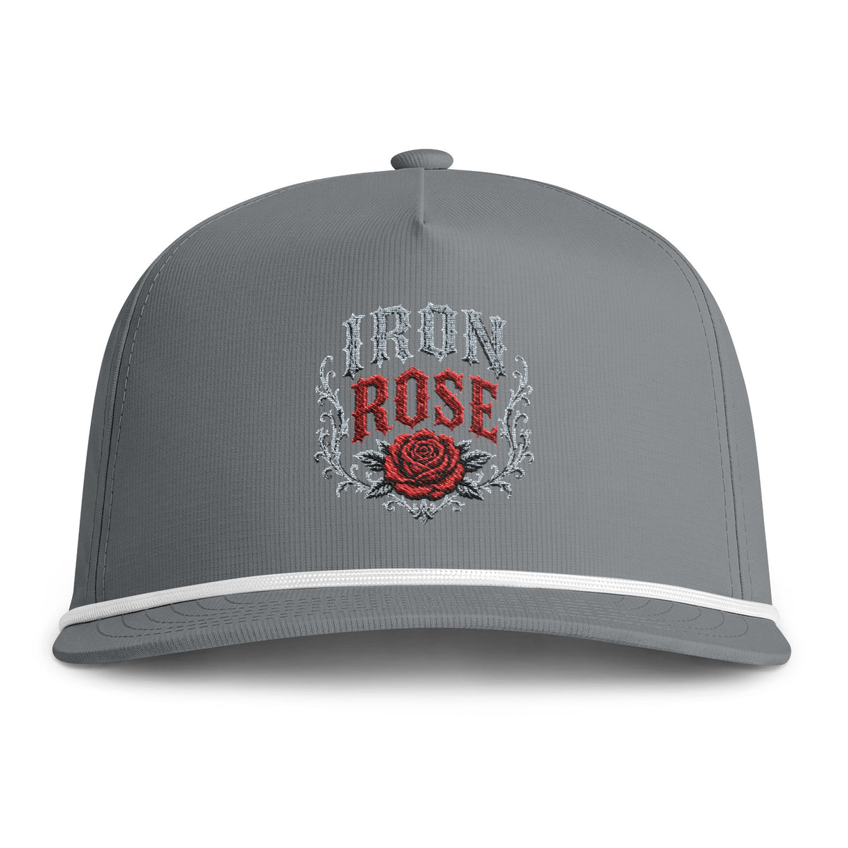 Embroidered "Iron Rose" Rope Cap — Vintage Floral Trucker Hat
