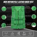 Men Bulletproof Style Tactical Street Leather Vest - Zippered For Biker Club
