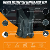 WCWV95641BLING Women's Bling leather motorcycle vest - Rhinestone detail Gun Pocket, Side Lace, Single Panel back, Snap front Biker