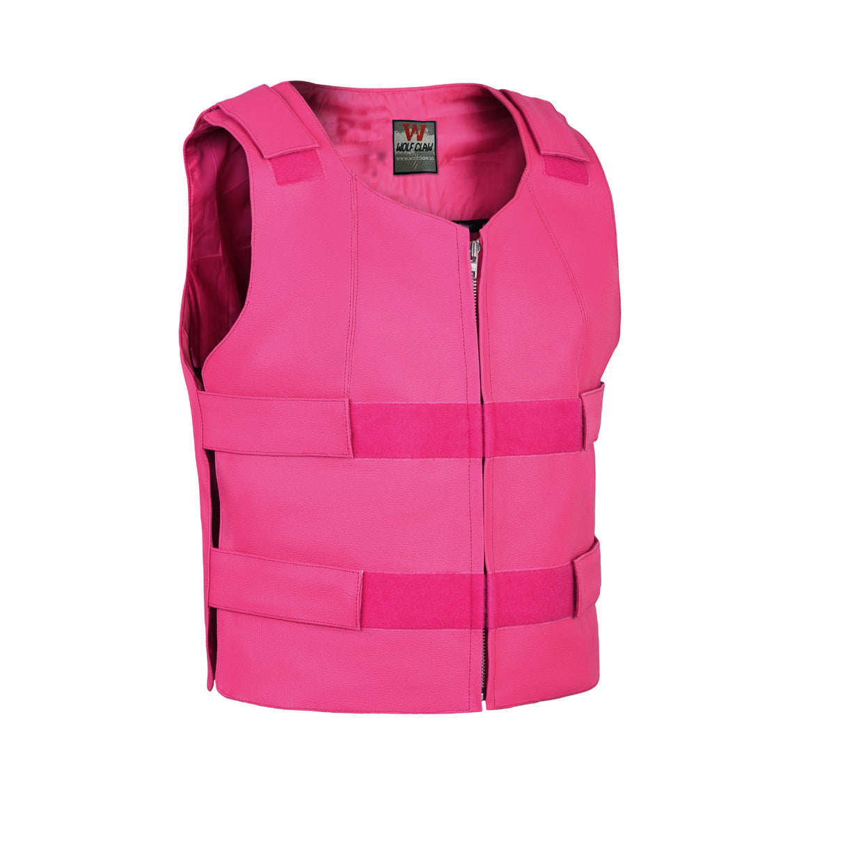 WCWV54941HOT PINK Women hot pink bullet proof style leather Vest women biker club