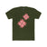 Dark green crew tee with pink and coral flower graphic on front
