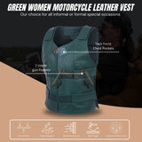 WCWV54941Hunter Green Emerald Green Women Bullet Proof style Leather Motorcycle Vest for SOA bikers Club