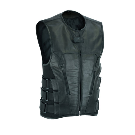 Men's Motorcycle Swat Team Style Leather Vest