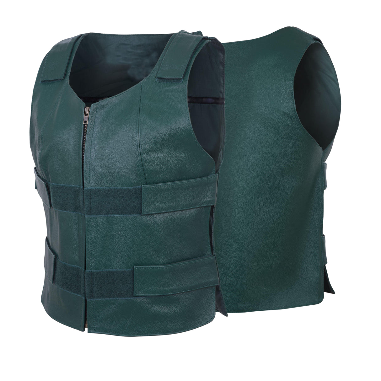 WCWV54941Hunter Green Emerald Green Women Bullet Proof style Leather Motorcycle Vest for SOA bikers Club
