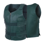WCWV54941Hunter Green Emerald Green Women Bullet Proof style Leather Motorcycle Vest for SOA bikers Club