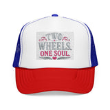 Trucker Hat – Two Wheels One Soul Motorcycle Foam Cap Printify