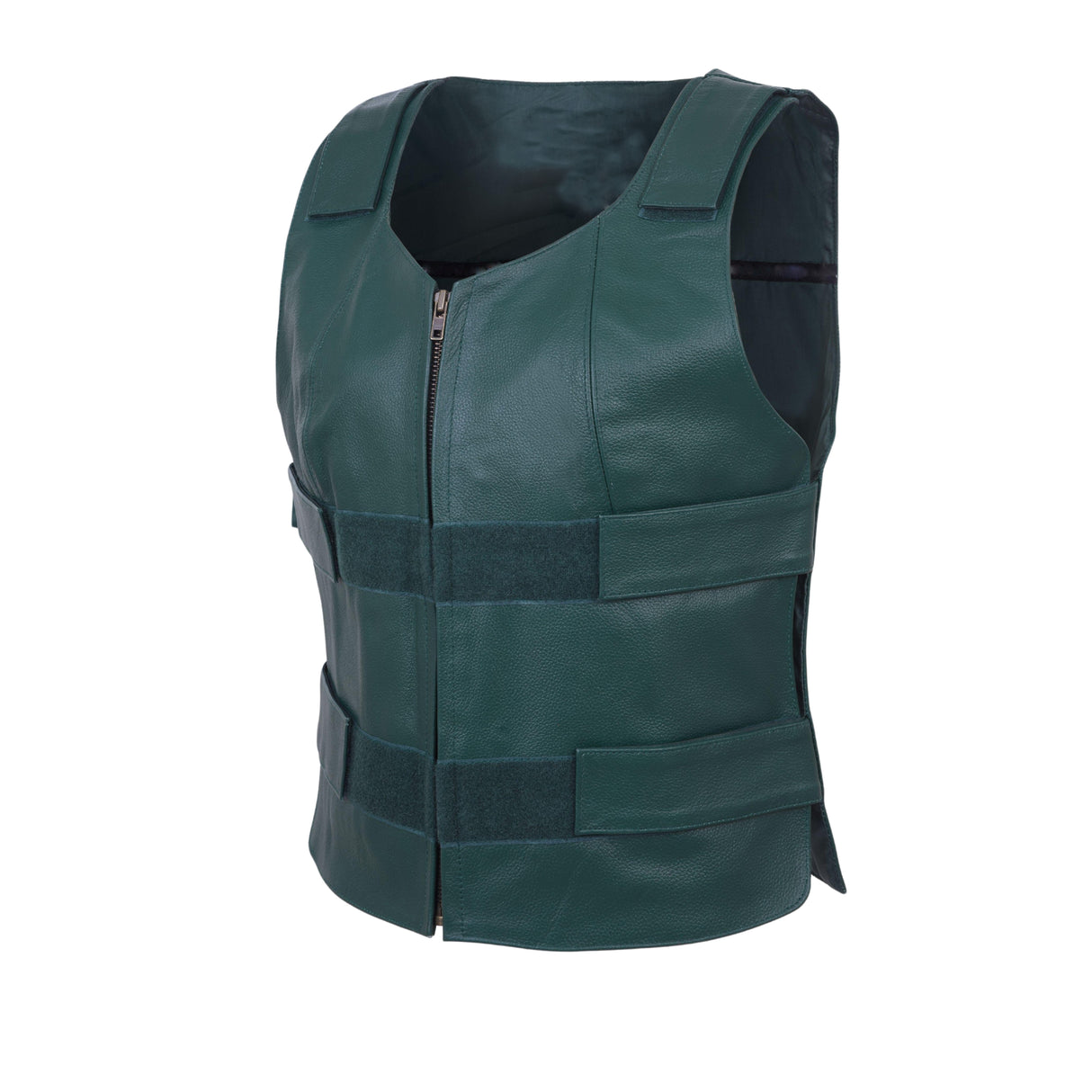 WCWV54941Hunter Green Emerald Green Women Bullet Proof style Leather Motorcycle Vest for SOA bikers Club