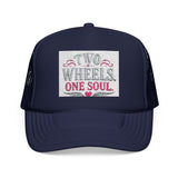 Trucker Hat – Two Wheels One Soul Motorcycle Foam Cap Printify