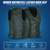 WCWV15841NKD Naked Women's Lace up side leather motorcycle vest