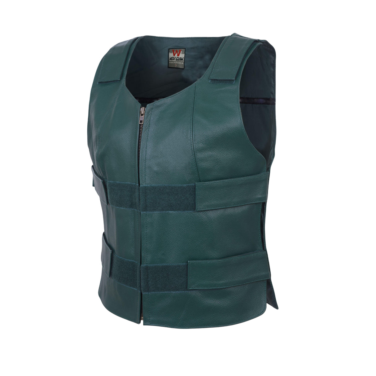 WCWV54941Hunter Green Emerald Green Women Bullet Proof style Leather Motorcycle Vest for SOA bikers Club