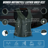 WCWV15841NKD Naked Women's Lace up side leather motorcycle vest
