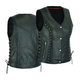 WCWV15841NKD Naked Women's Lace up side leather motorcycle vest