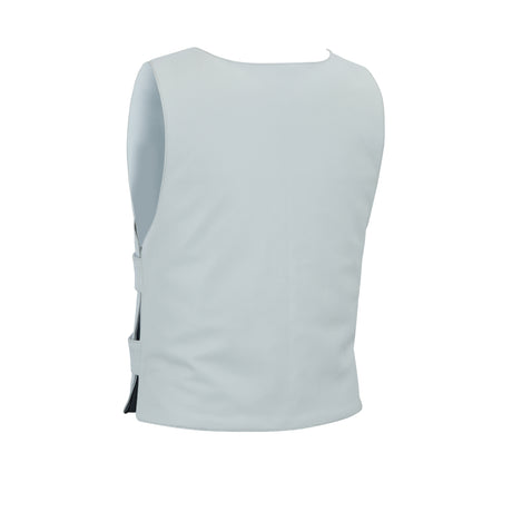 Men White Bullet Proof Style Leather Vest For Bikers Club.
