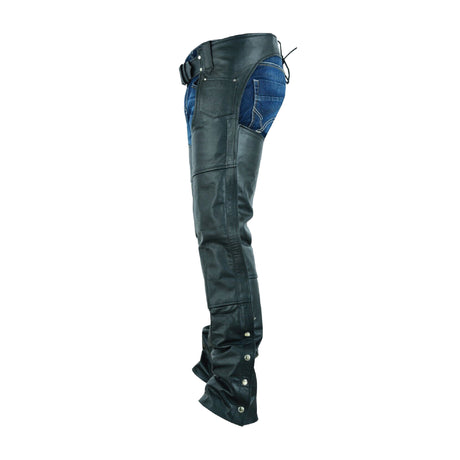 TALL Black Plain Leather Chap - Longer Length - 4 inch extra long