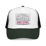 Trucker Hat – Two Wheels One Soul Motorcycle Foam Cap Printify