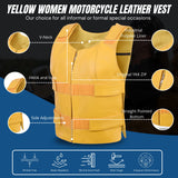 Women Yellow bullet proof style leather vest- for biker club (WCWV54941)