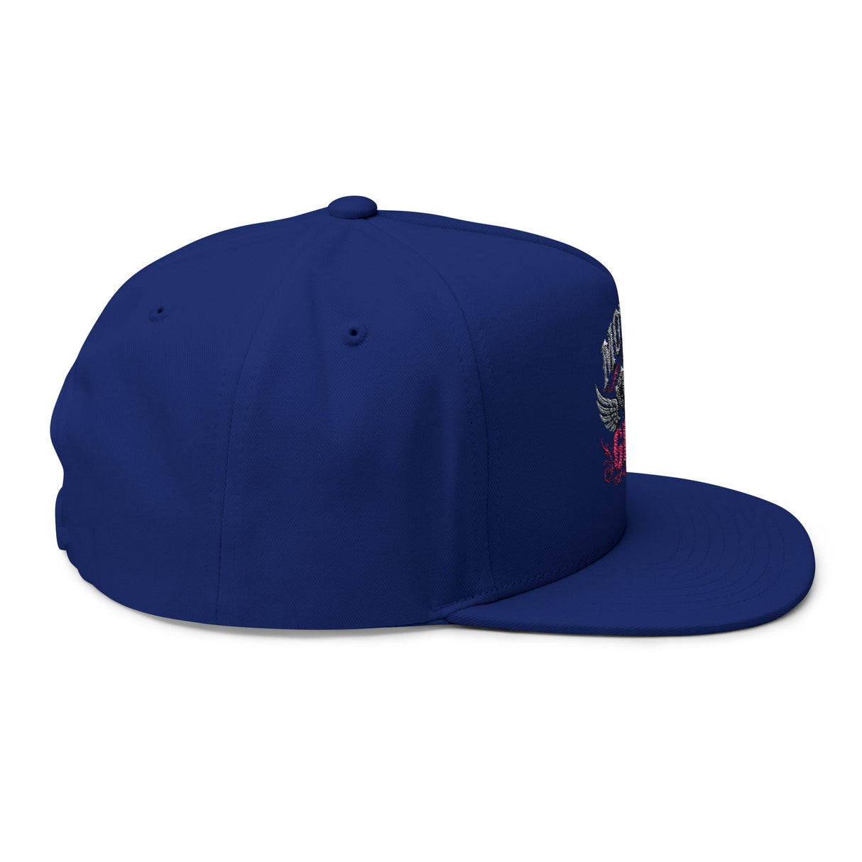 Motor Girl Embroidered Flat Bill Cap — Women's Biker Snapback Hat