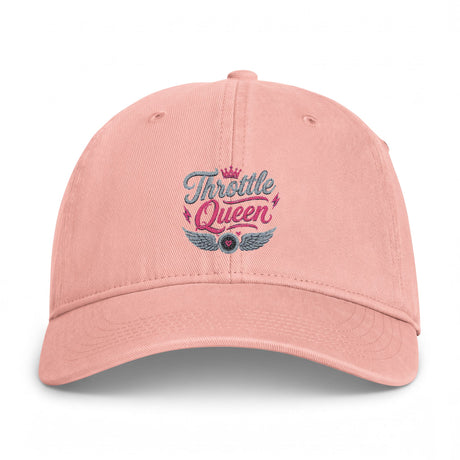 Throttle Queen Embroidered Cap — Vintage Coastal Washed Baseball Hat