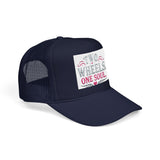 Trucker Hat – Two Wheels One Soul Motorcycle Foam Cap Printify