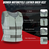 WCWV54941Gray Bulletproof Leather Vest motorcycle