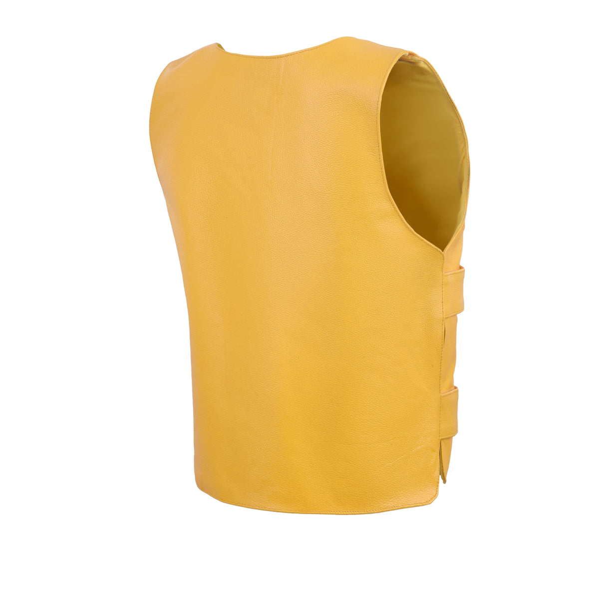 Women Yellow bullet proof style leather vest- for biker club (WCWV54941)
