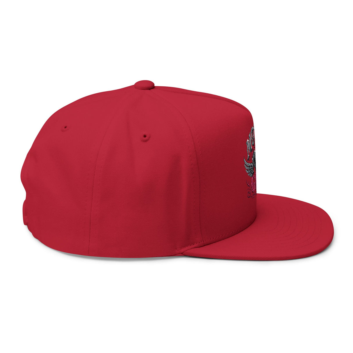 Motor Girl Embroidered Flat Bill Cap — Women's Biker Snapback Hat