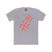 Medium grey crew-neck tee with two pink/red floral burst graphics on the front.