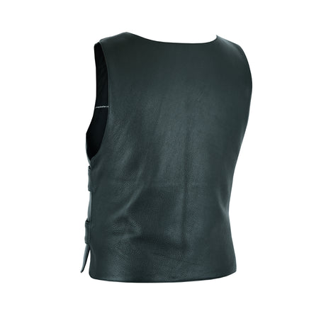 BLACK Men Bullet Proof style Leather Motorcycle Vest for bikers Club Tactical Vest
