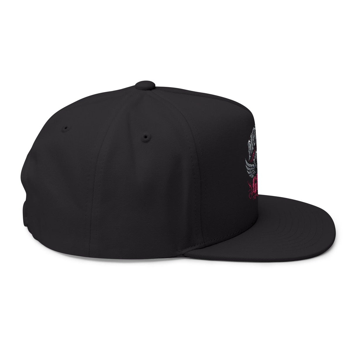 Motor Girl Embroidered Flat Bill Cap — Women's Biker Snapback Hat