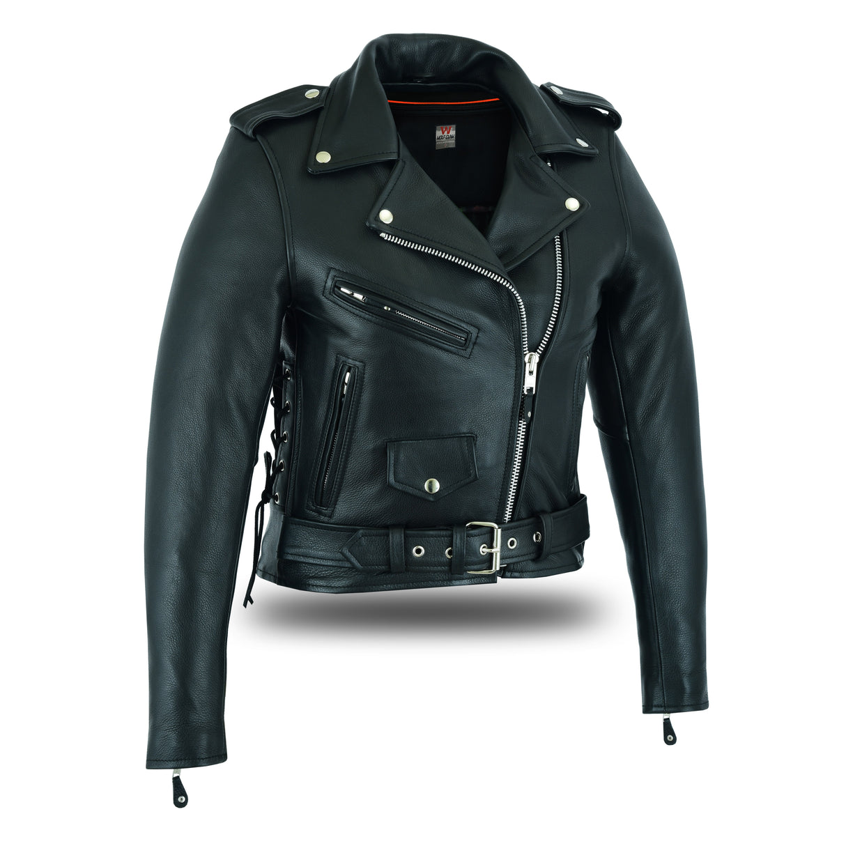 Women's Full Length Motorcycle Side Lace Ammo Pocket Jacket
