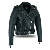 Women's Full Length Motorcycle Side Lace Ammo Pocket Jacket