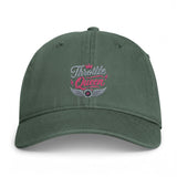 Throttle Queen Embroidered Cap — Vintage Coastal Washed Baseball Hat Printify