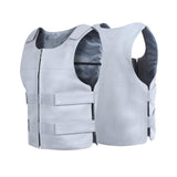 Men's Grey Bullet Proof Style Leather Vest.